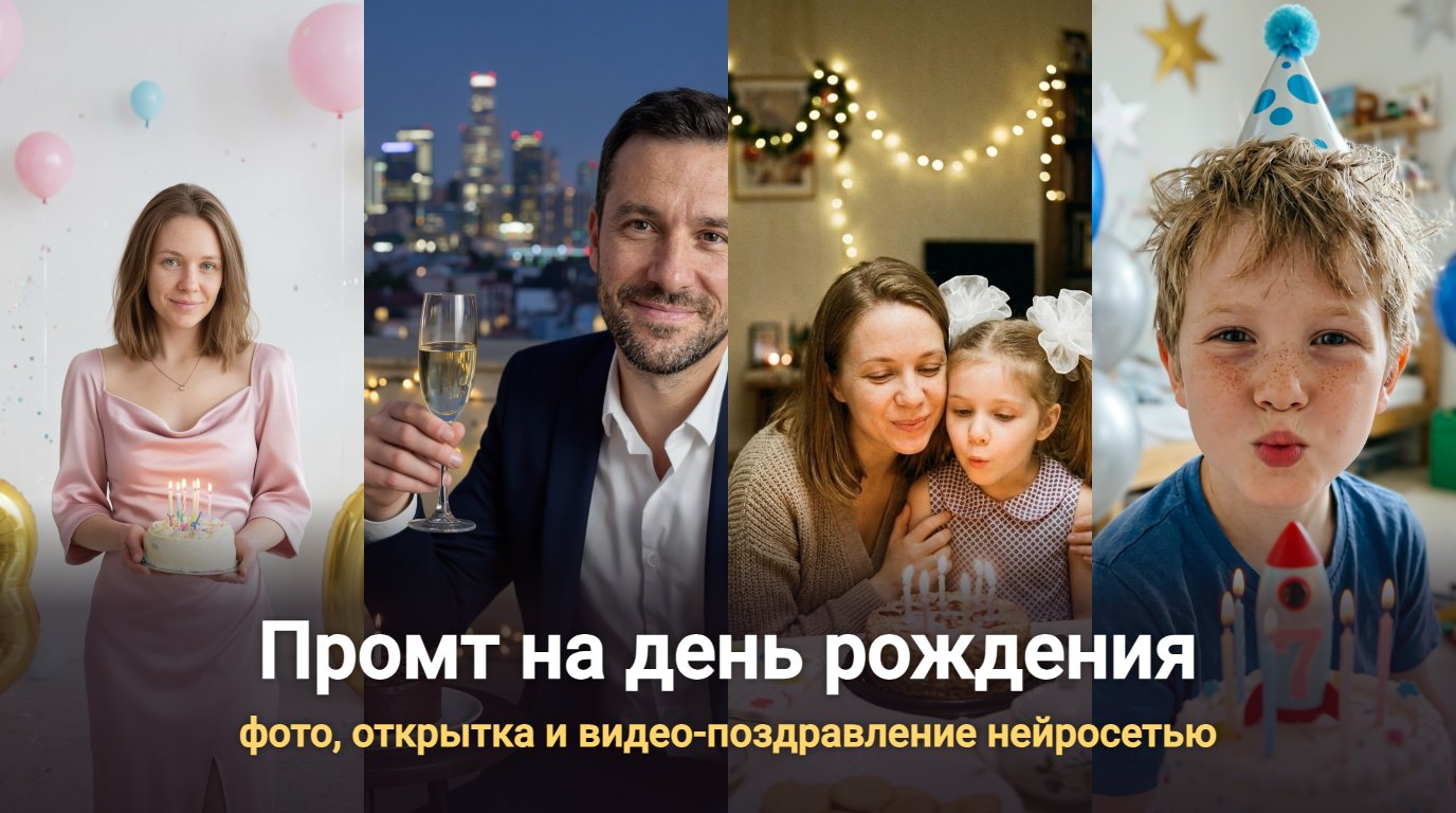 Промт на день рождения: фото, открытка и видео-поздравление нейросетью